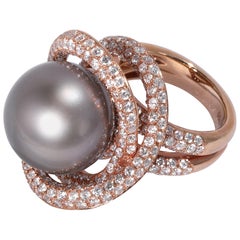 South Sea Pearl Ring with Diamonds in 18 Karat Gold