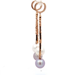 South Sea & Pink Freshwater Pearl Diamond Drop Earrings 1.07 CTTW 18KT 10-11 MM
