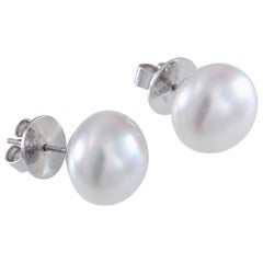 South Sea Pink / White Button Pearl Earrings