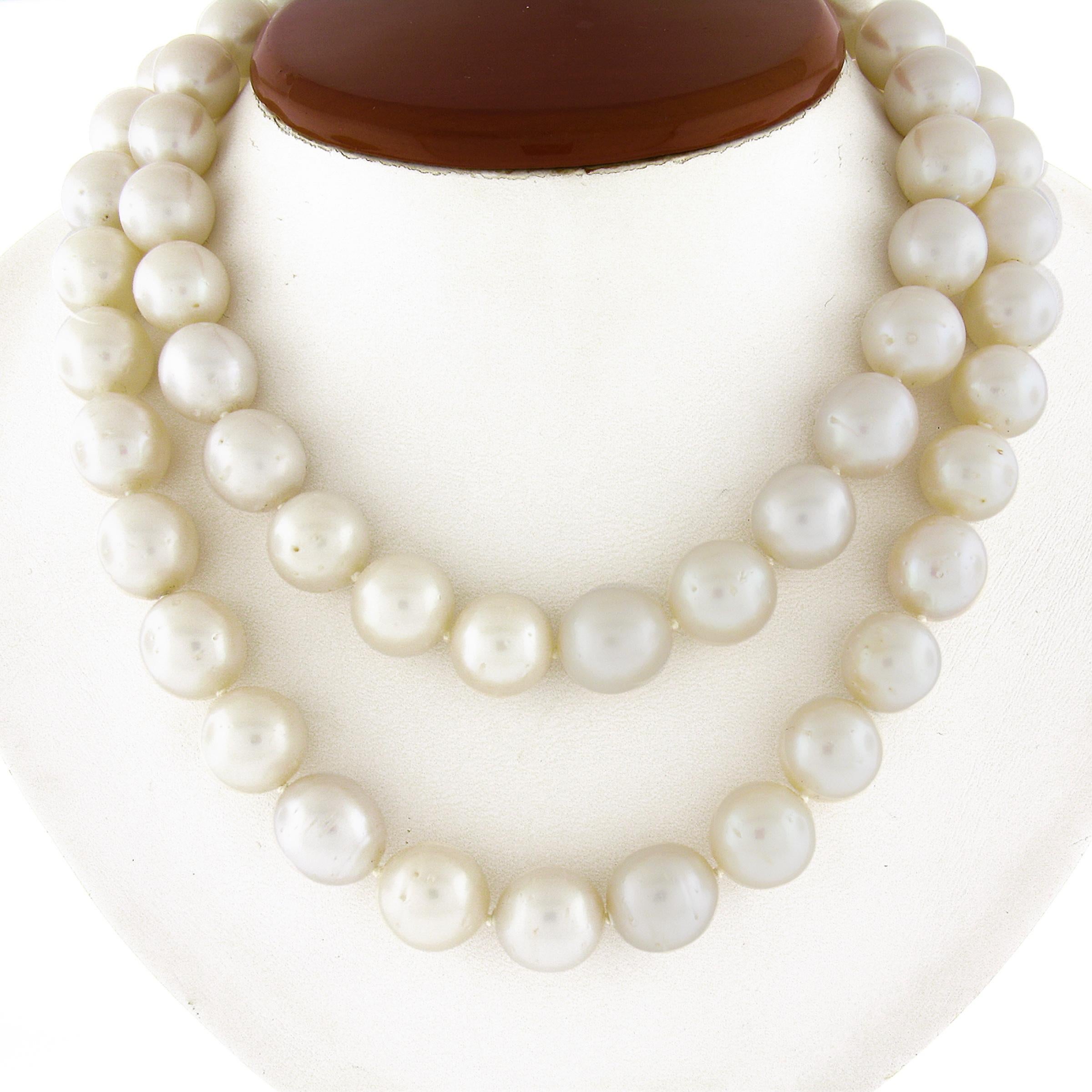 --Stone(s):--
(62) Genuine Cultured South Sea Pearls - Near-Round, Oval & Button - White Color - 11.73mm to 14.60mm
** See Certification Details Below for Complete Info **

Weight: 202.34 Grams
Length: 33 Inches (wearable length)
Clasp: No Clasp -