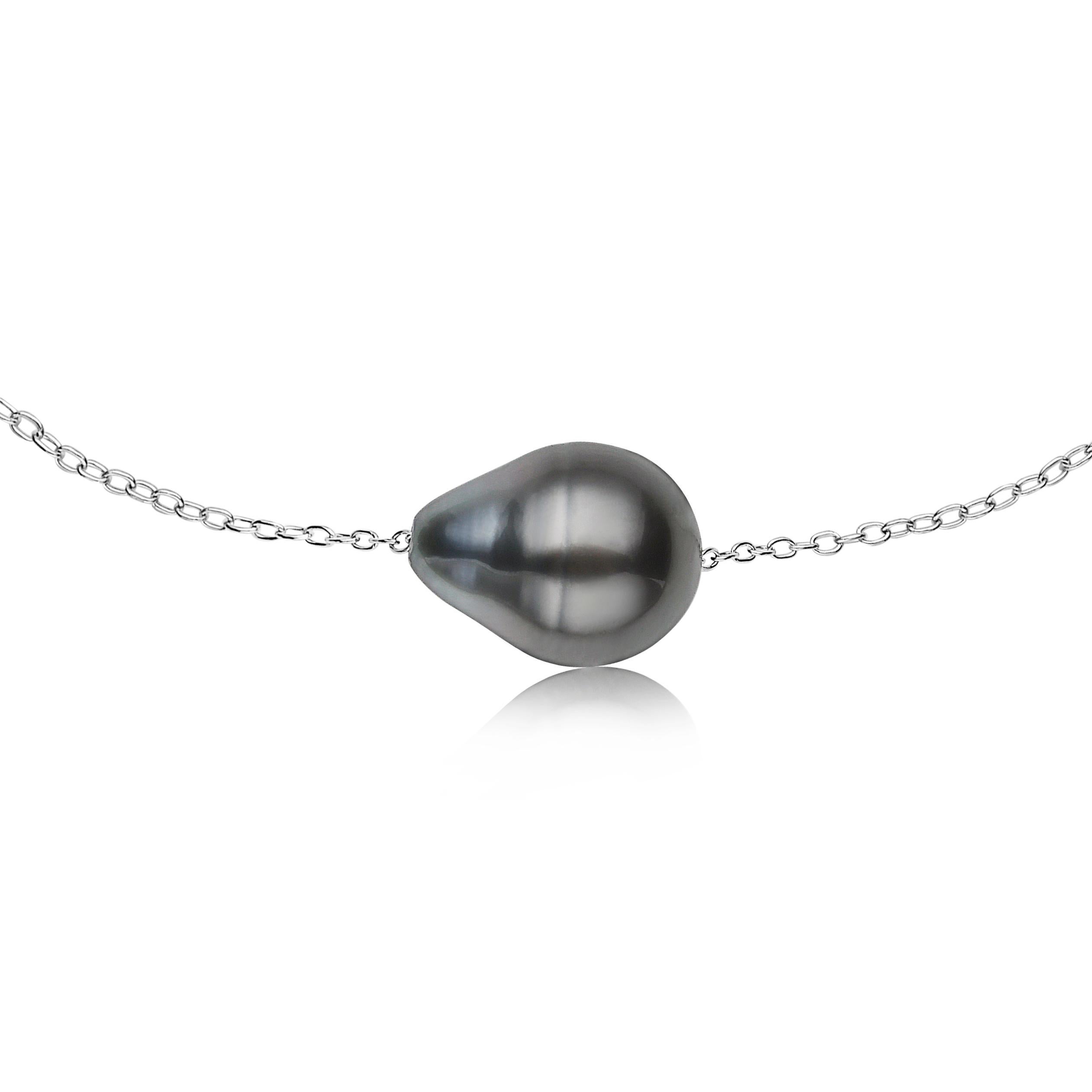 Contemporary South Sea Tahitian Baroque Pearl and Sterling Silver Adjustable Bracelet
