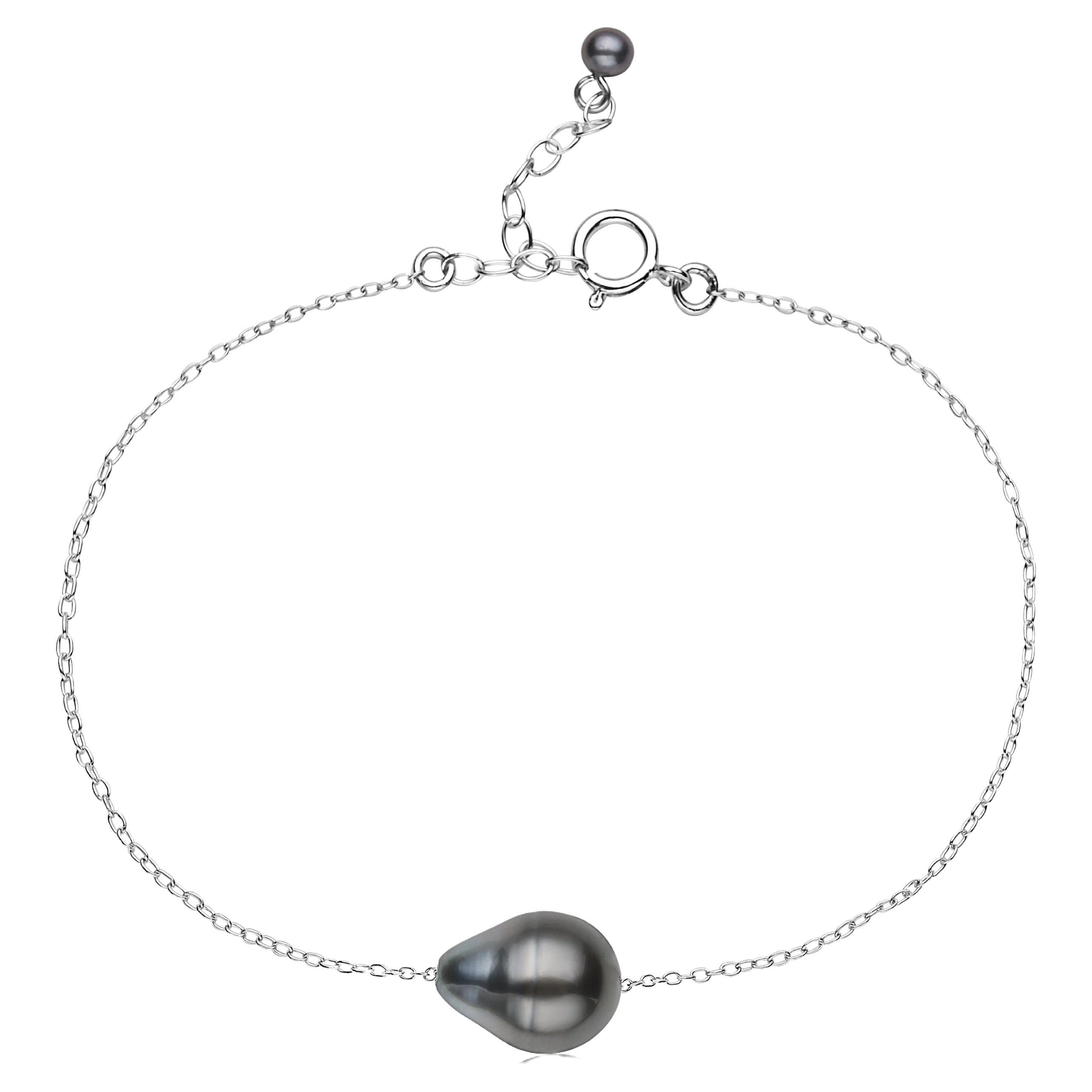 South Sea Tahitian Baroque Pearl and Sterling Silver Adjustable Bracelet