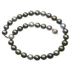 South Sea Tahitian Black Pearl Necklace with 14K White Gold Clasp