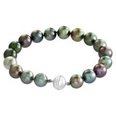 most expensive pearl color South Sea Tahitian Multicolored Pearl Bracelet with 18K White Gold Clasp