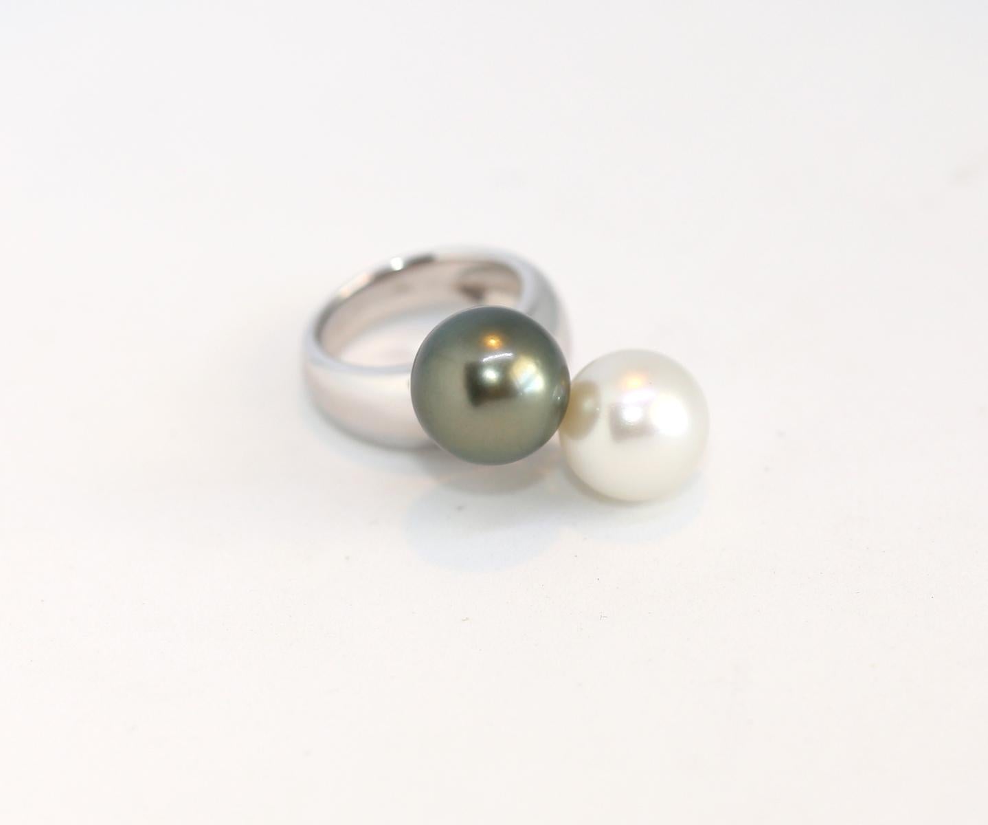 Round Cut South Sea Tahitian Pearl Ring, 2015 For Sale