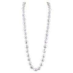 South Sea White Baroque Culture Pearl Endless Rope Necklace