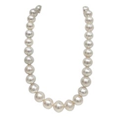 South Sea White Circled Button Pearl Necklace with Gold Clasp