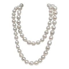 South Sea White Circled-Drop/Baroque Double-Strand Pearl Necklace