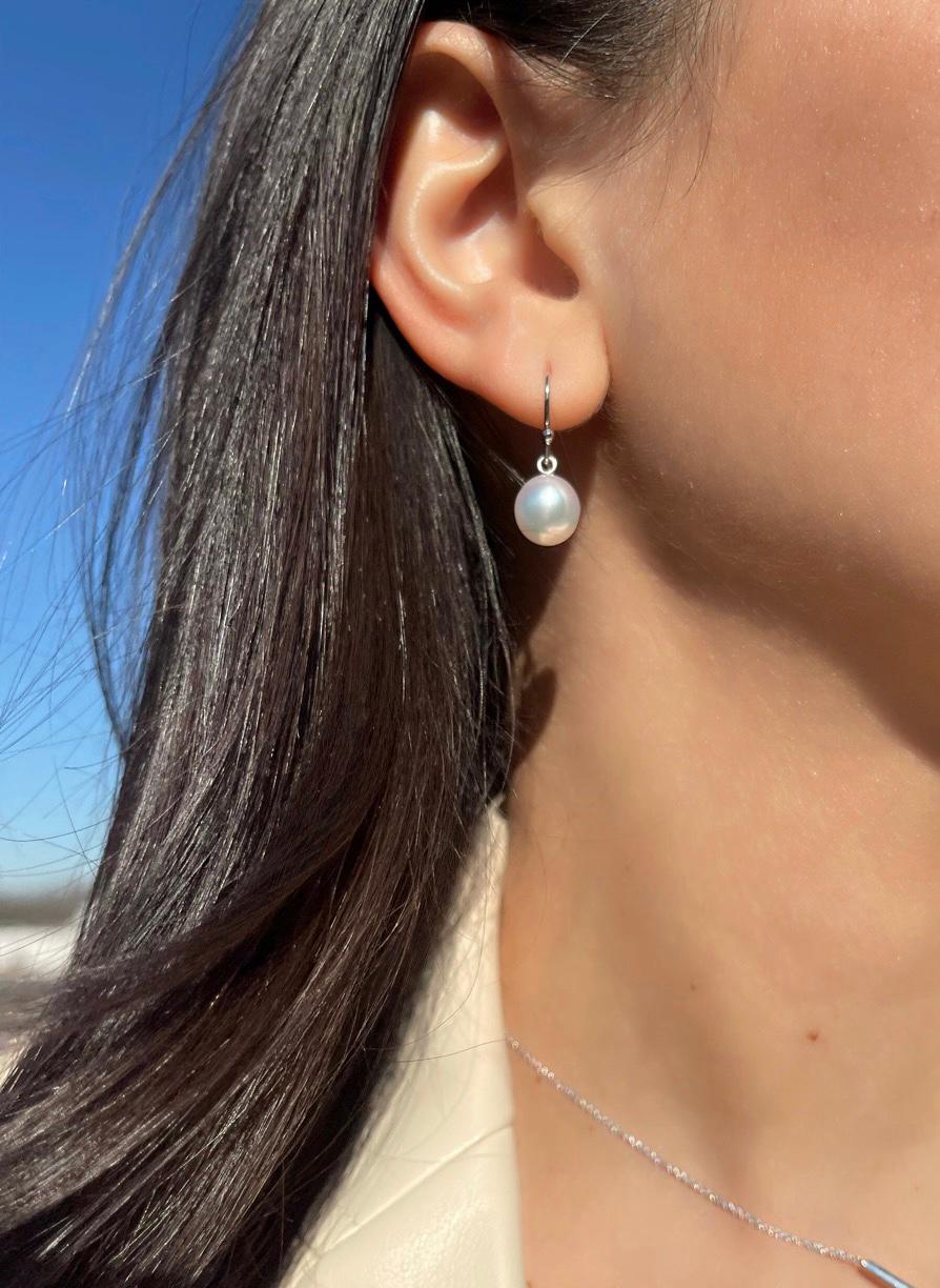 silver dangle pearl earrings
