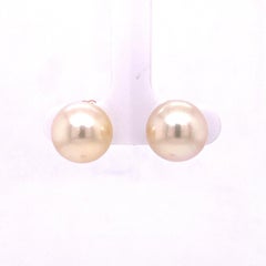 South Sea White Pearl Studs with 18k Yellow Gold Yellow Quartz Jackets