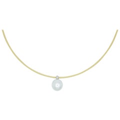 South Sea White Pearl Yellow Gold Necklace with Diamonds