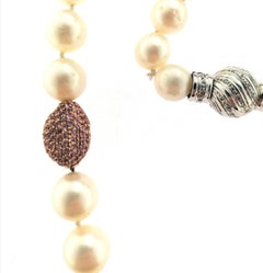 South Sea White Pearls with 18 Karat White Gold Beans and Sapphires Necklace