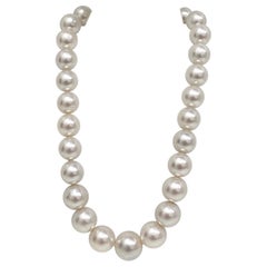 South Sea White Round Pearl Necklace with Gold Clasp
