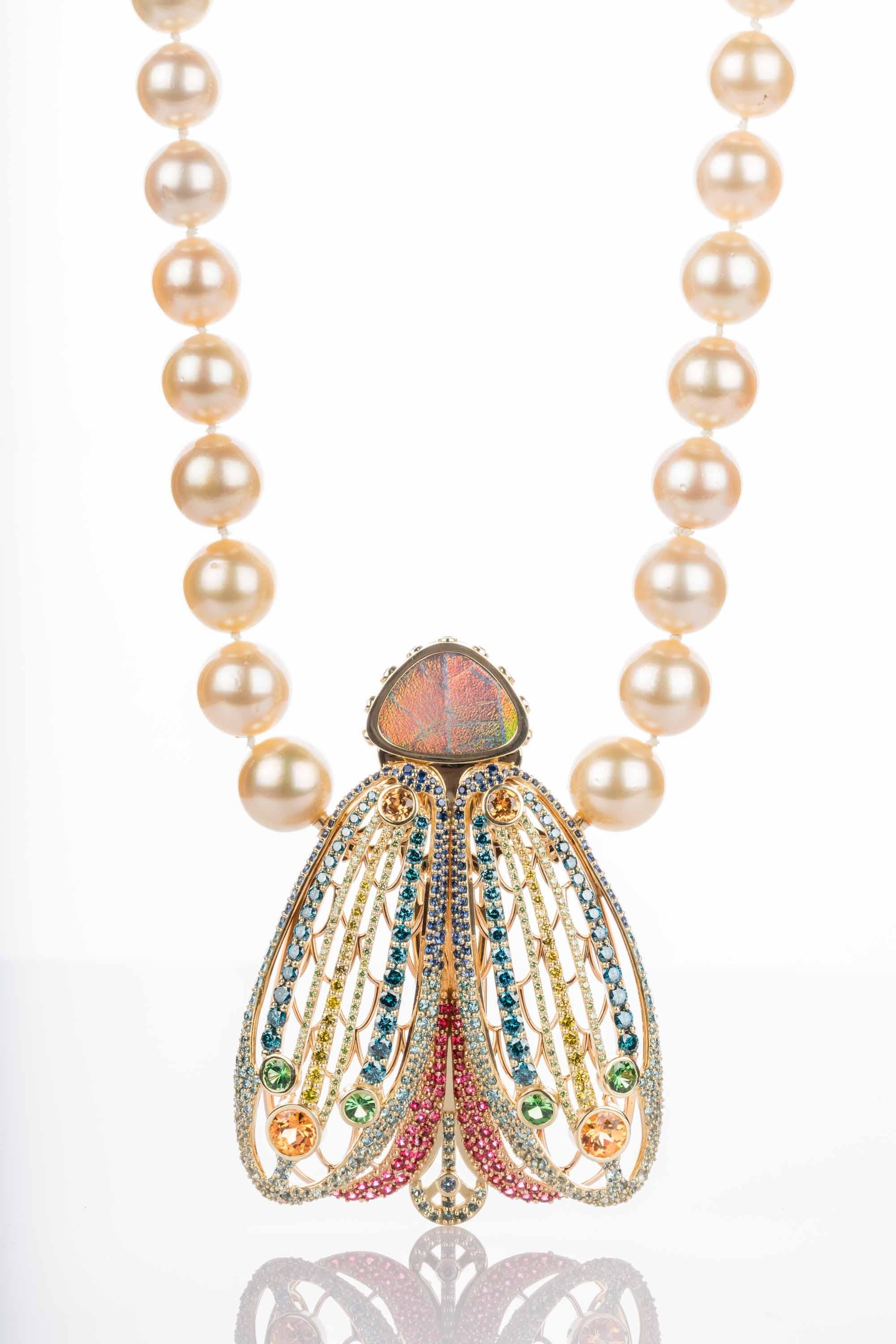 Perle Collier de perles ombrées blanches et dorées des mers du Sud en vente