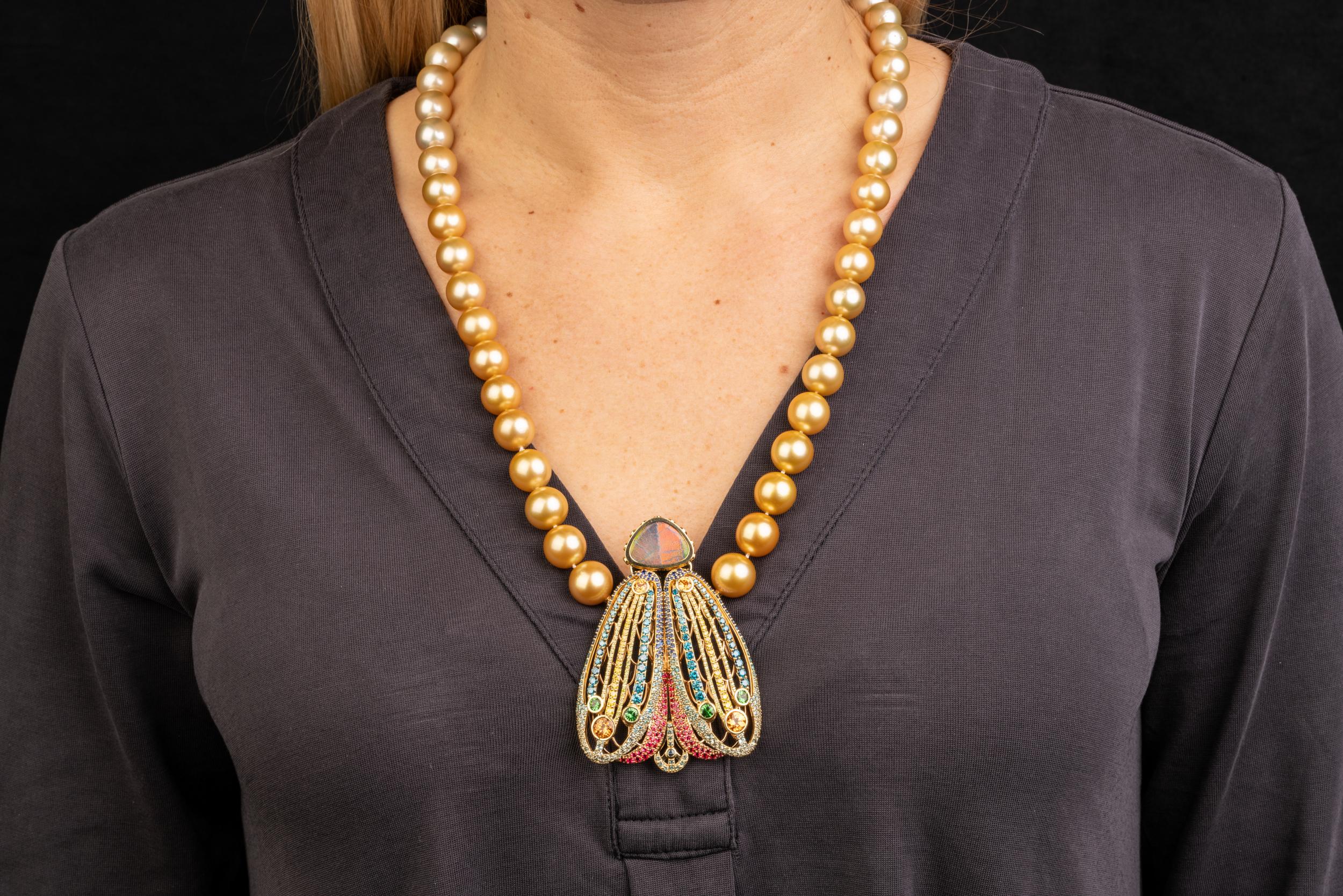 Südsee-Halskette aus weißer bis goldener Ombred-Perle Damen im Angebot
