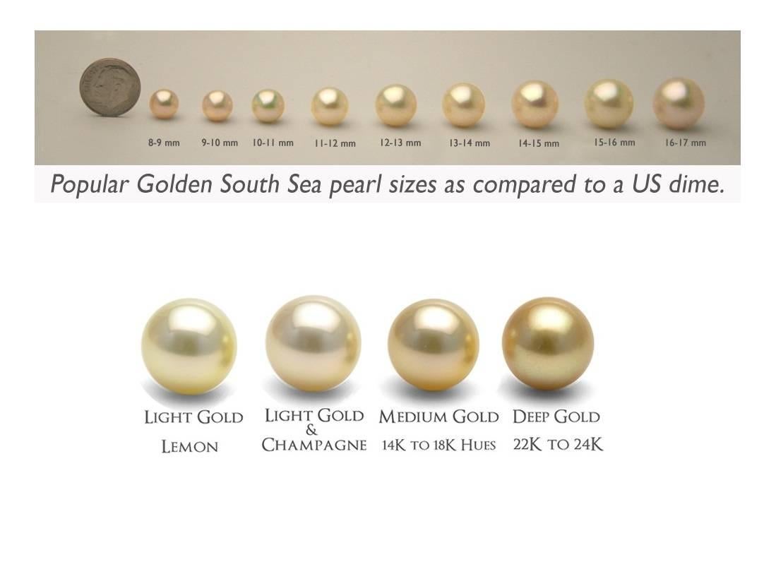 Chaîne collier à pendentif en or jaune avec perles des mers du Sud et diamants de 0,33 carat en vente 1
