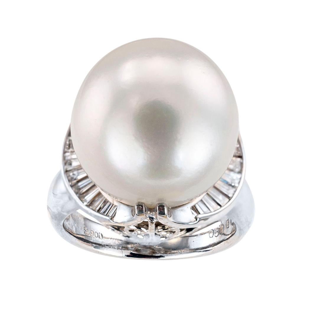 South Sea cultured pearl baguette diamond and platinum cocktail ring.   Love it because it caught your eye, and we are here to connect you with beautiful and affordable jewelry.  It is time to claim a special reward for Yourself!  Clear and concise