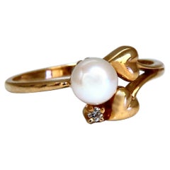 South Seas Pearl Diamond Ring 14kt Petite