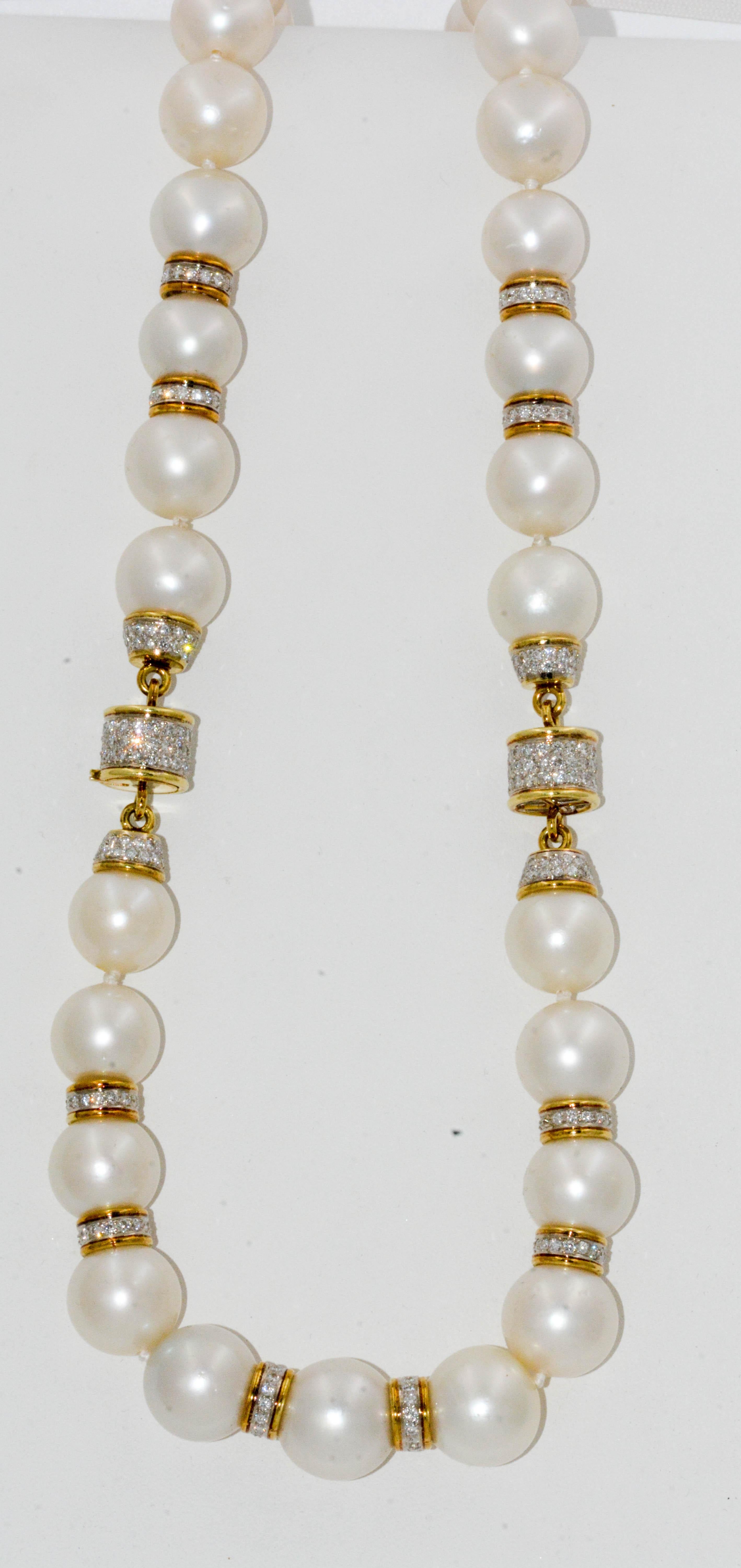 baroque pearls with gold and diamond rondelles