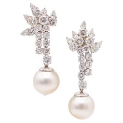 SOUTH-SEAS PEARLS Platin-Ohrringe mit 13,60 Gesamtkaratgewicht VS Diamanten