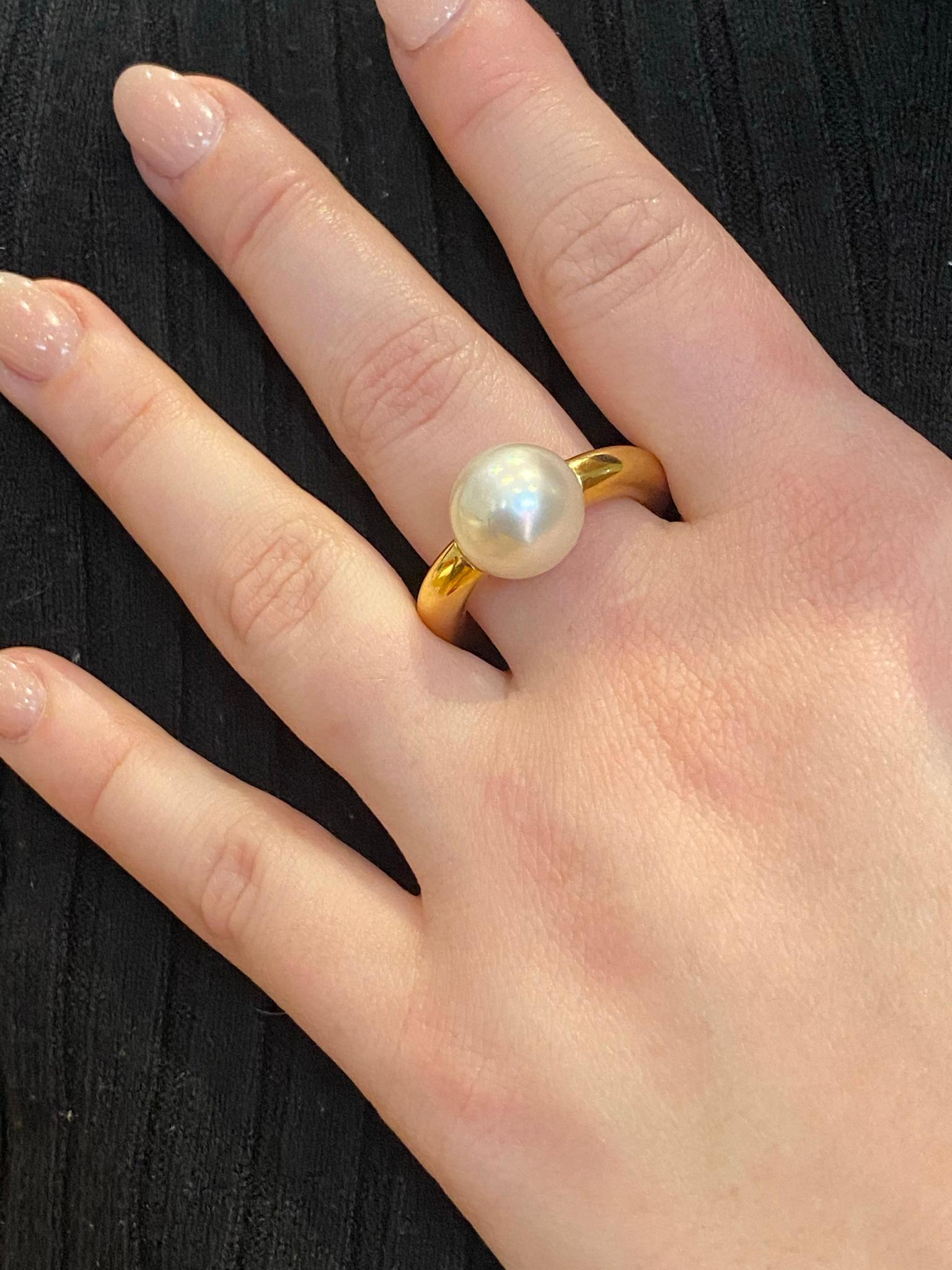 South See Pearl in a 18K, Yellow Gold Ring Signed Schoeffel Germany 2
