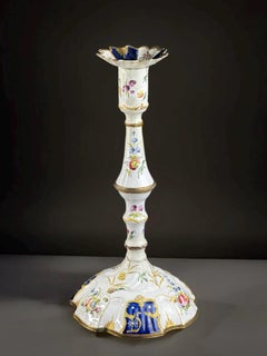 South Staffordshire Bilston Enamel Candlestick - Georgian England - c.1765-1775