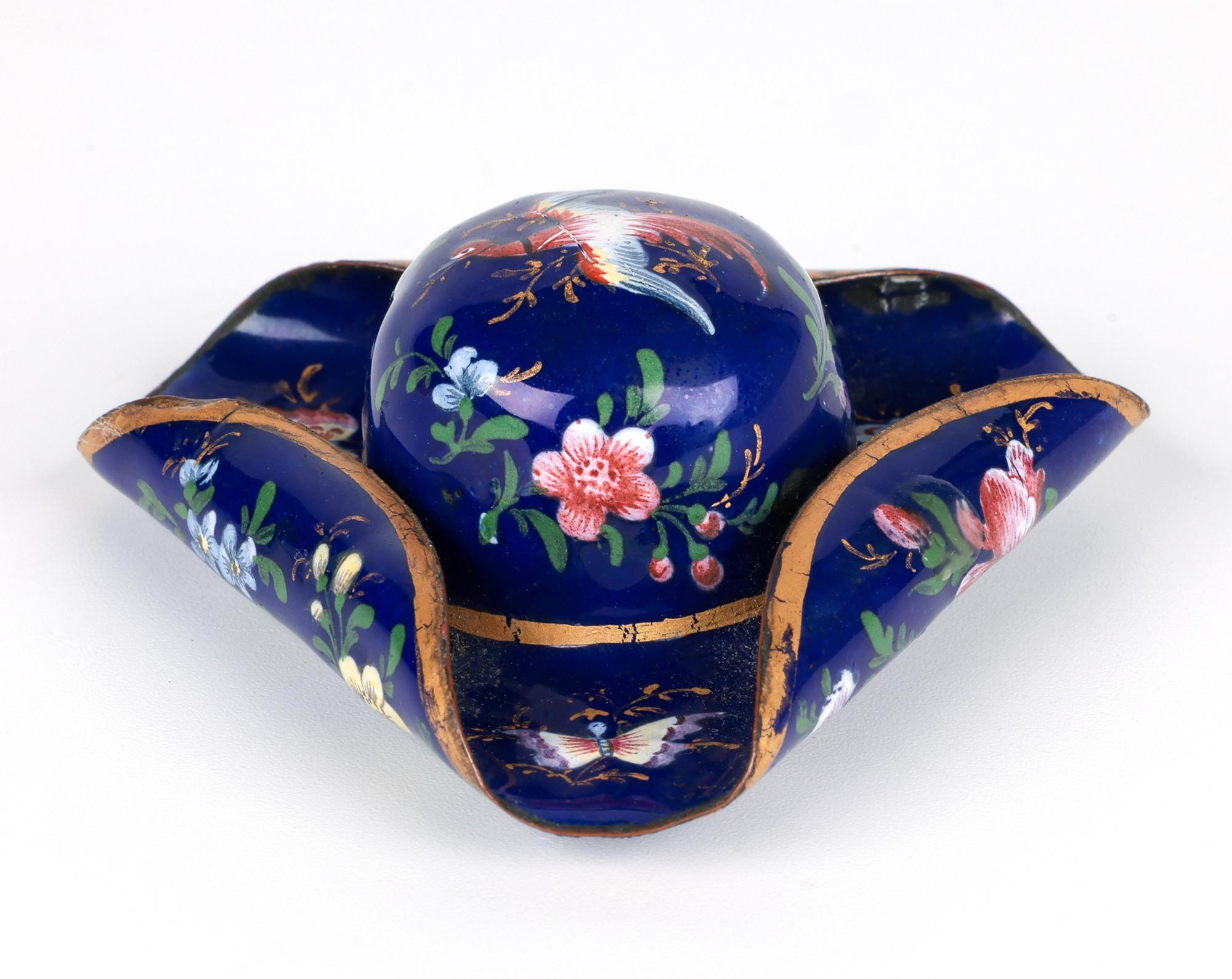 Sur de Staffordshire Bilston Georgiano Esmalte Tricornio Sombrero en forma de Parche Caja en venta 7