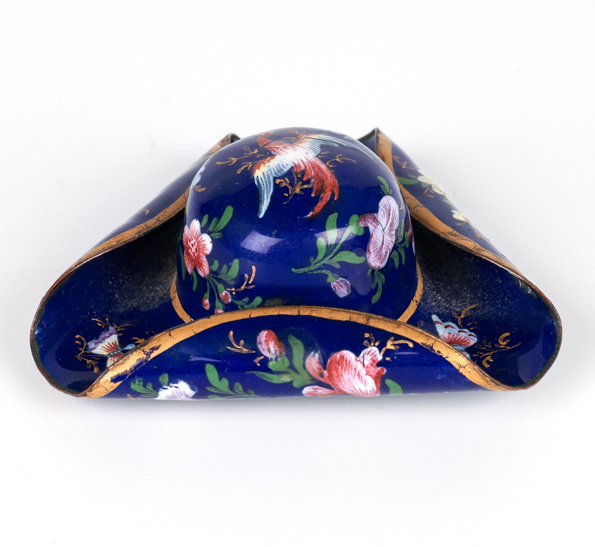 Sur de Staffordshire Bilston Georgiano Esmalte Tricornio Sombrero en forma de Parche Caja en venta 9