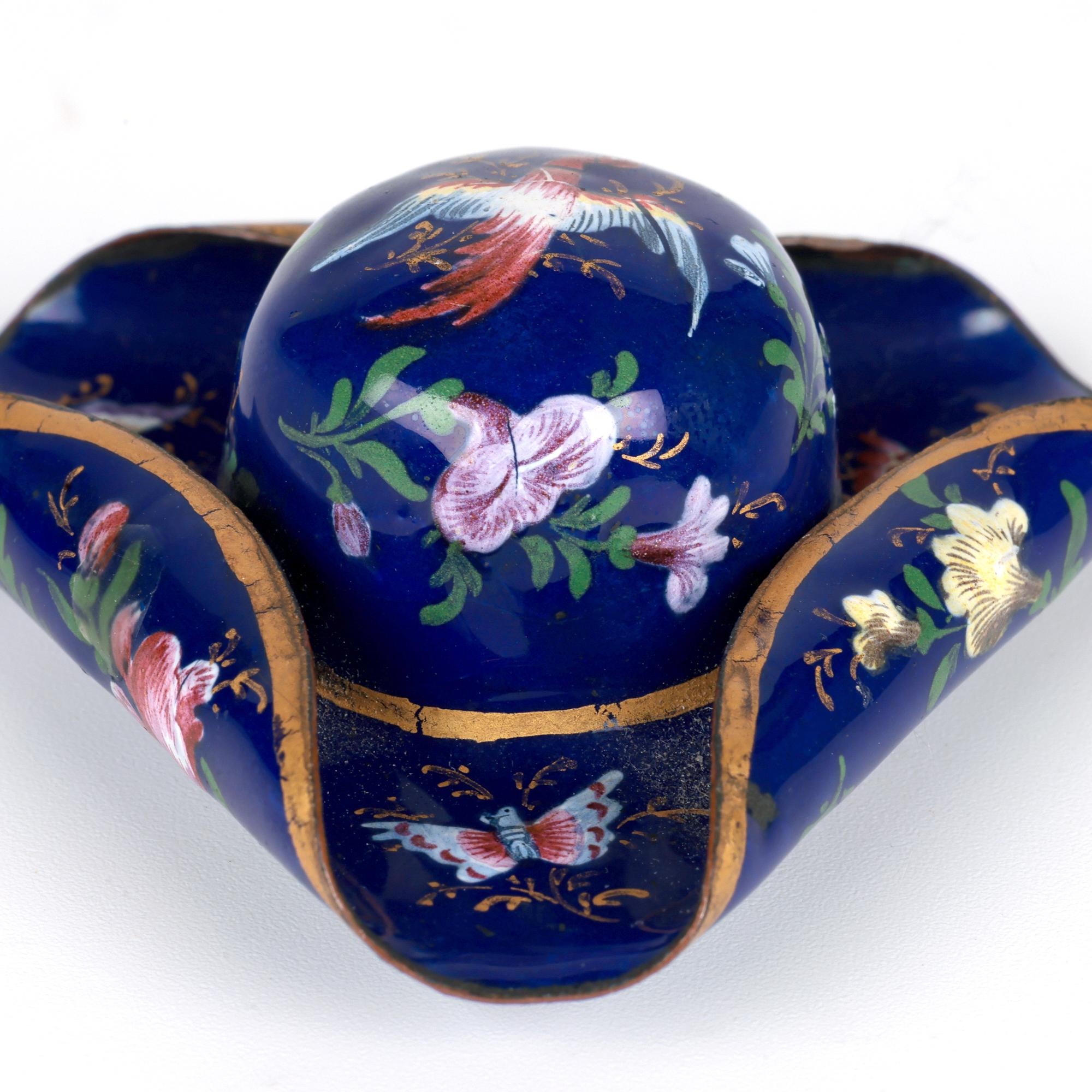 Sur de Staffordshire Bilston Georgiano Esmalte Tricornio Sombrero en forma de Parche Caja en venta 3