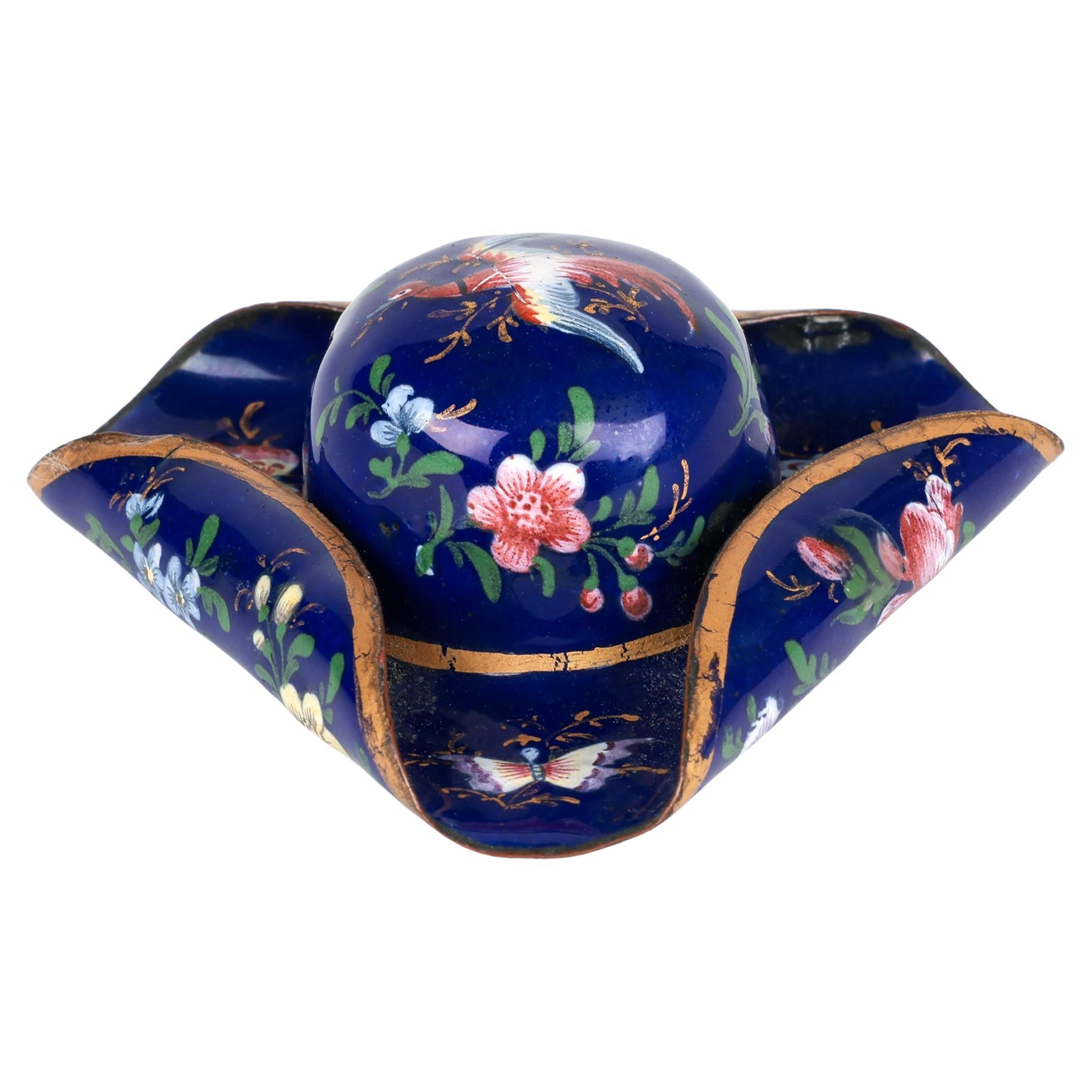 Sur de Staffordshire Bilston Georgiano Esmalte Tricornio Sombrero en forma de Parche Caja en venta