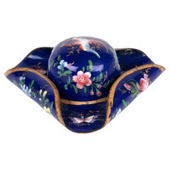 Antique South Staffordshire Bilston Georgian Enamel Tricorn Hat Shaped Patch Box