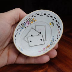South Staffordshire Enamel Counter Basket with Card Decoration, circa 1785