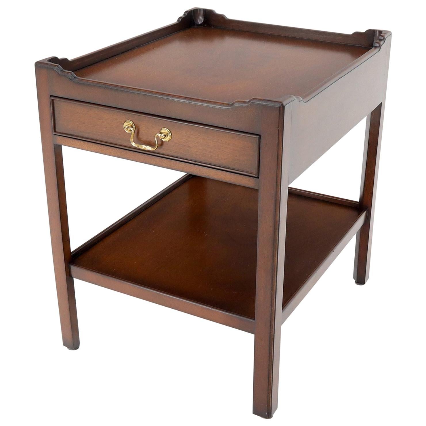 Southampton Mahogany Gallery Top Brass Drop Pull One-Drawer End Table Stand For Sale