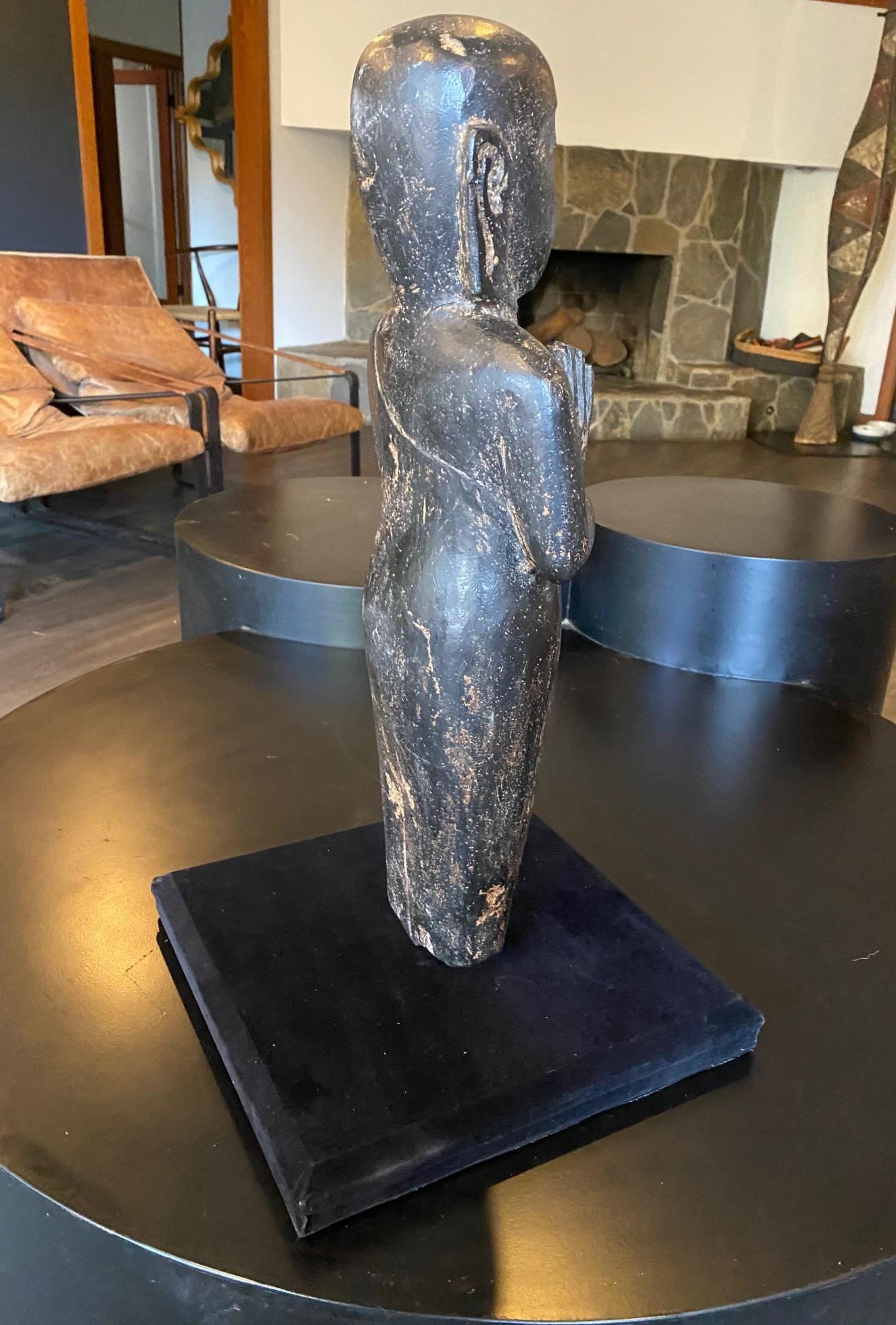 Southeast Asia Asiático Tailandés Piedra Tallada Buda de Pie Artefacto Escultura Estatua en venta 7