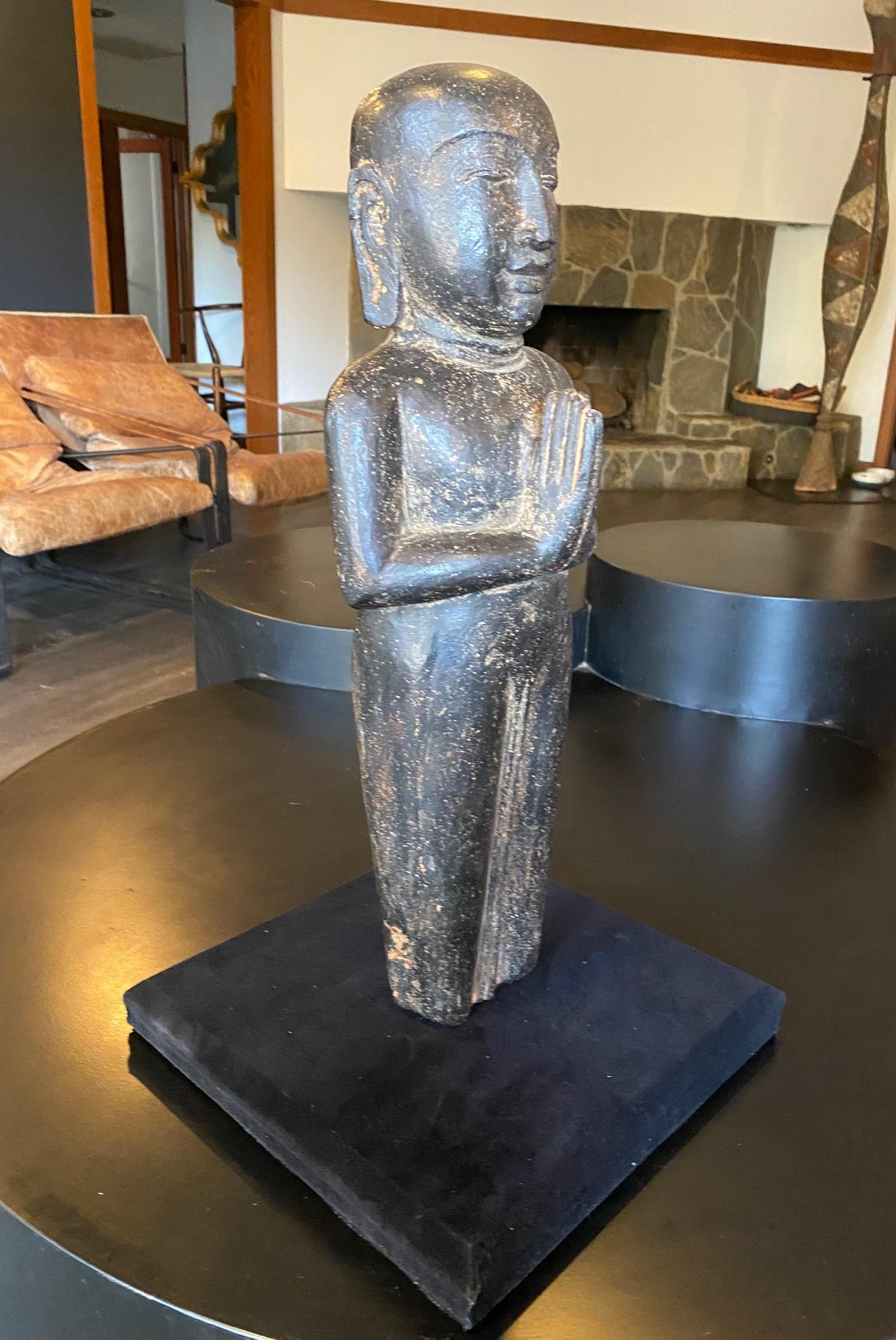 Southeast Asia Asiático Tailandés Piedra Tallada Buda de Pie Artefacto Escultura Estatua en venta 10