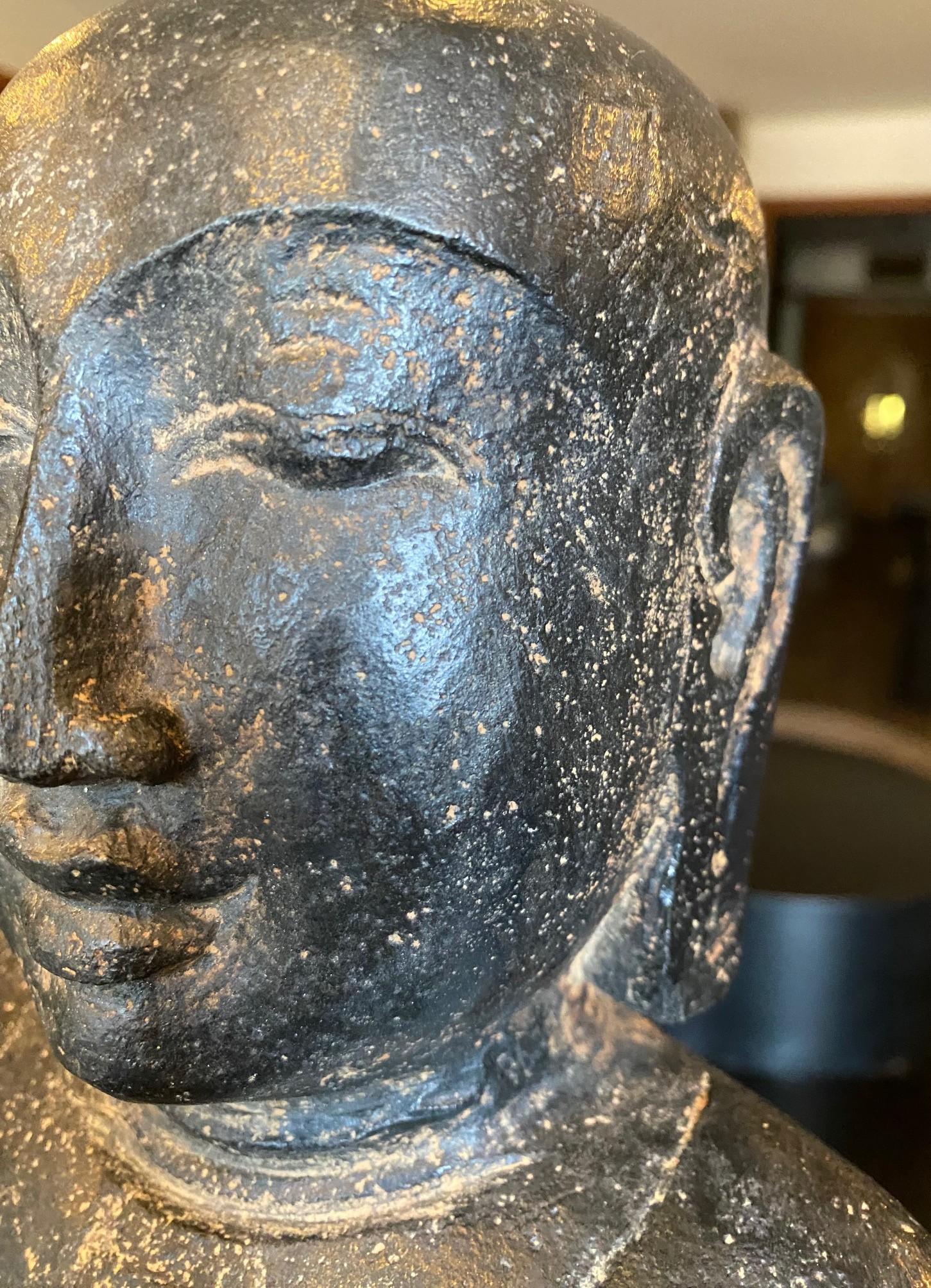Southeast Asia Asiático Tailandés Piedra Tallada Buda de Pie Artefacto Escultura Estatua en venta 15