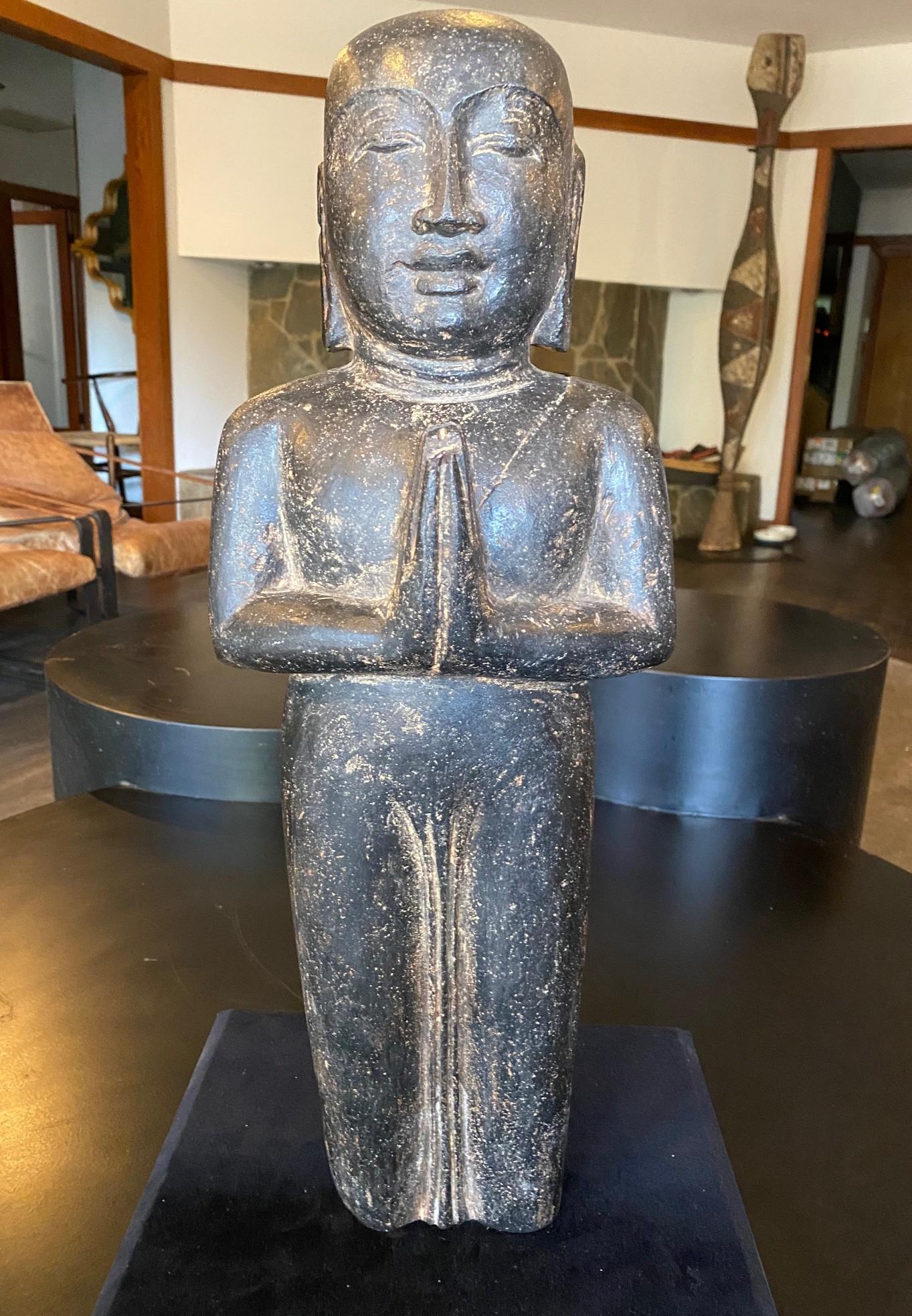 Southeast Asia Asiático Tailandés Piedra Tallada Buda de Pie Artefacto Escultura Estatua Tallado en venta