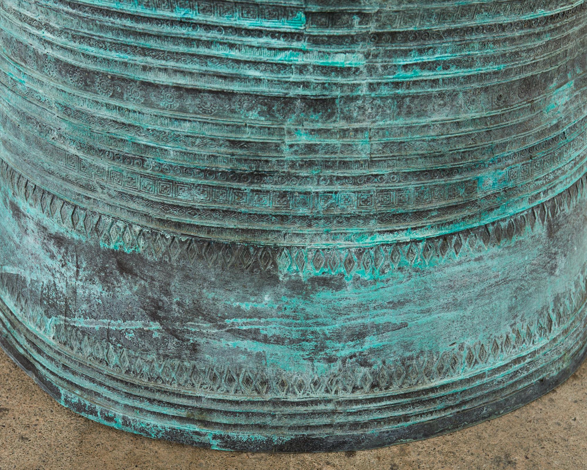 Southeast Asian Bronze Rain Drum Drink Table with Verdigris 7