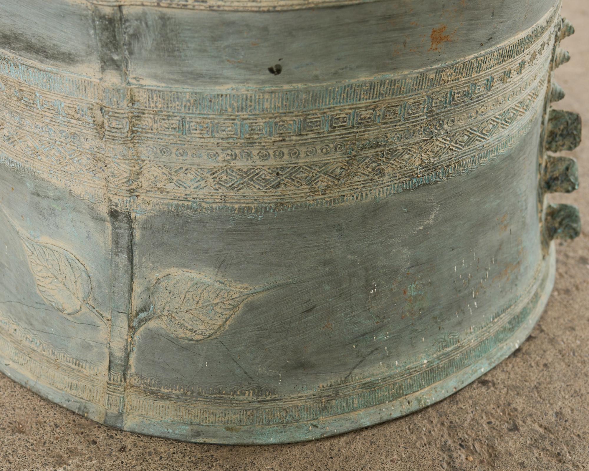 Southeast Asian Bronze Rain Drum Drinks Table with Verdigris 3