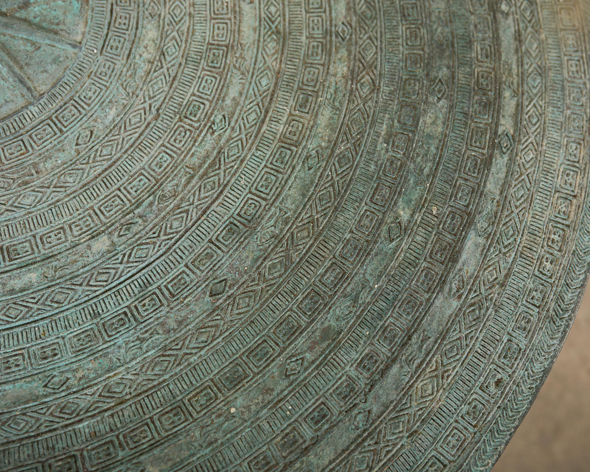 Southeast Asian Bronze Rain Drum Drinks Table with Verdigris 5
