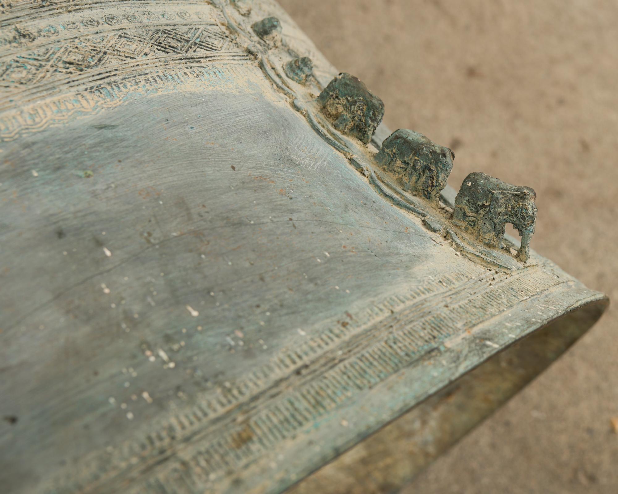 Southeast Asian Bronze Rain Drum Drinks Table with Verdigris 11
