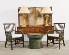 Southeast Asian Bronze Rain Drum Drinks Table with Verdigris