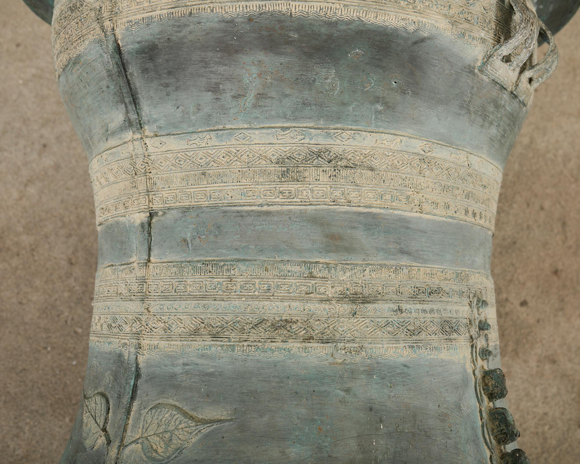 Southeast Asian Bronze Rain Drum Drinks Table with Verdigris 12