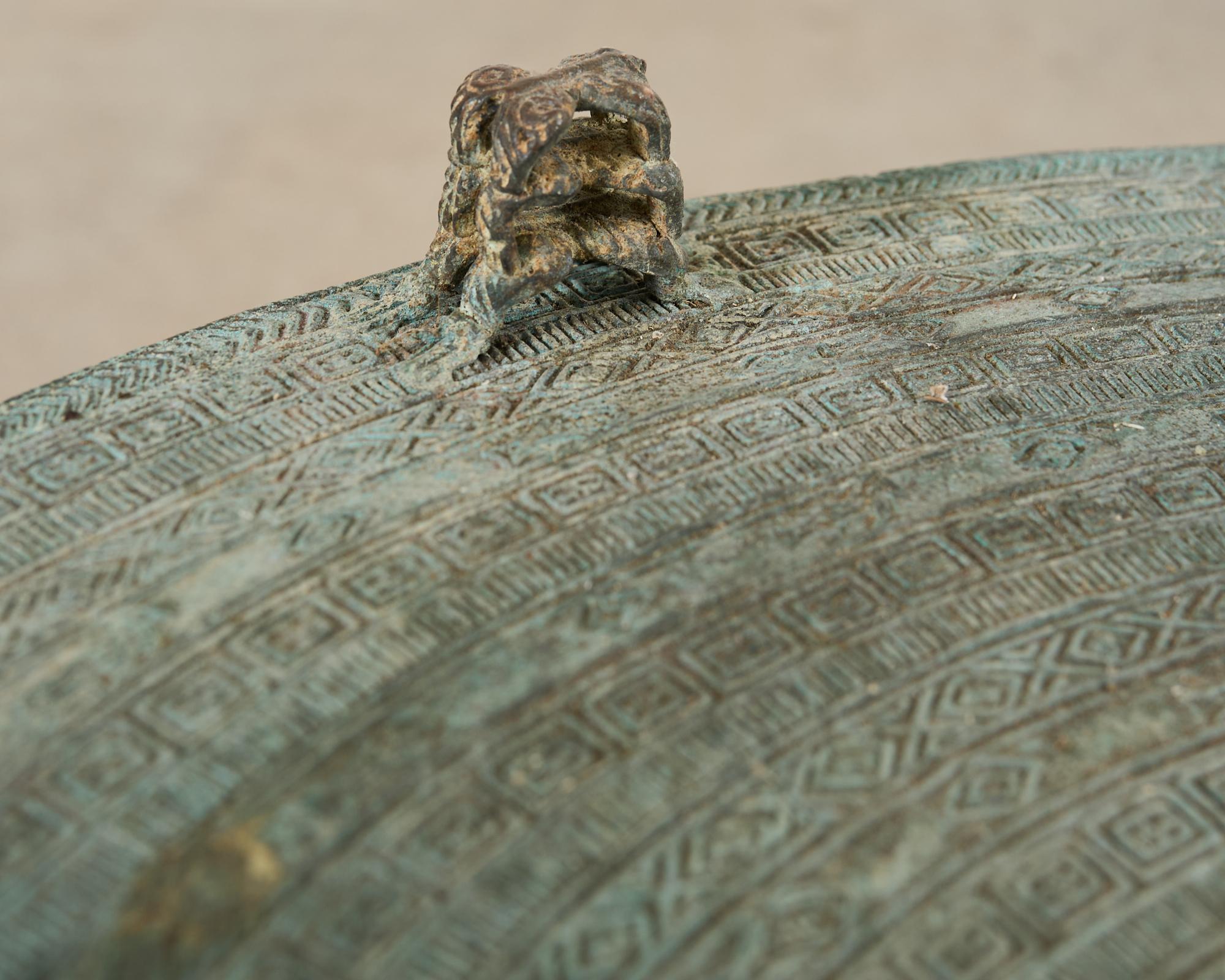 Cast Southeast Asian Bronze Rain Drum Drinks Table with Verdigris
