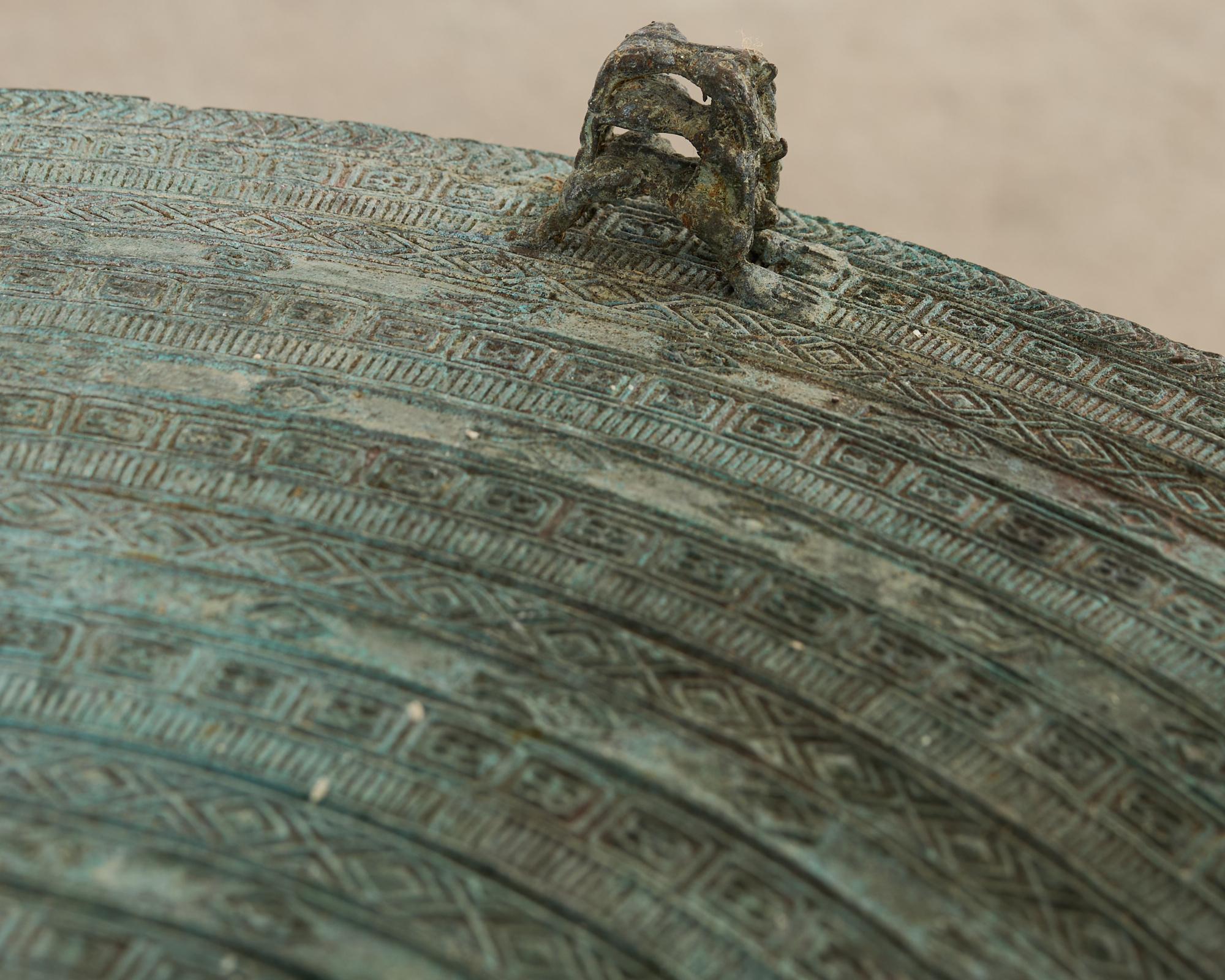 20th Century Southeast Asian Bronze Rain Drum Drinks Table with Verdigris
