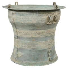 Southeast Asian Bronze Rain Drum Drinks Table with Verdigris