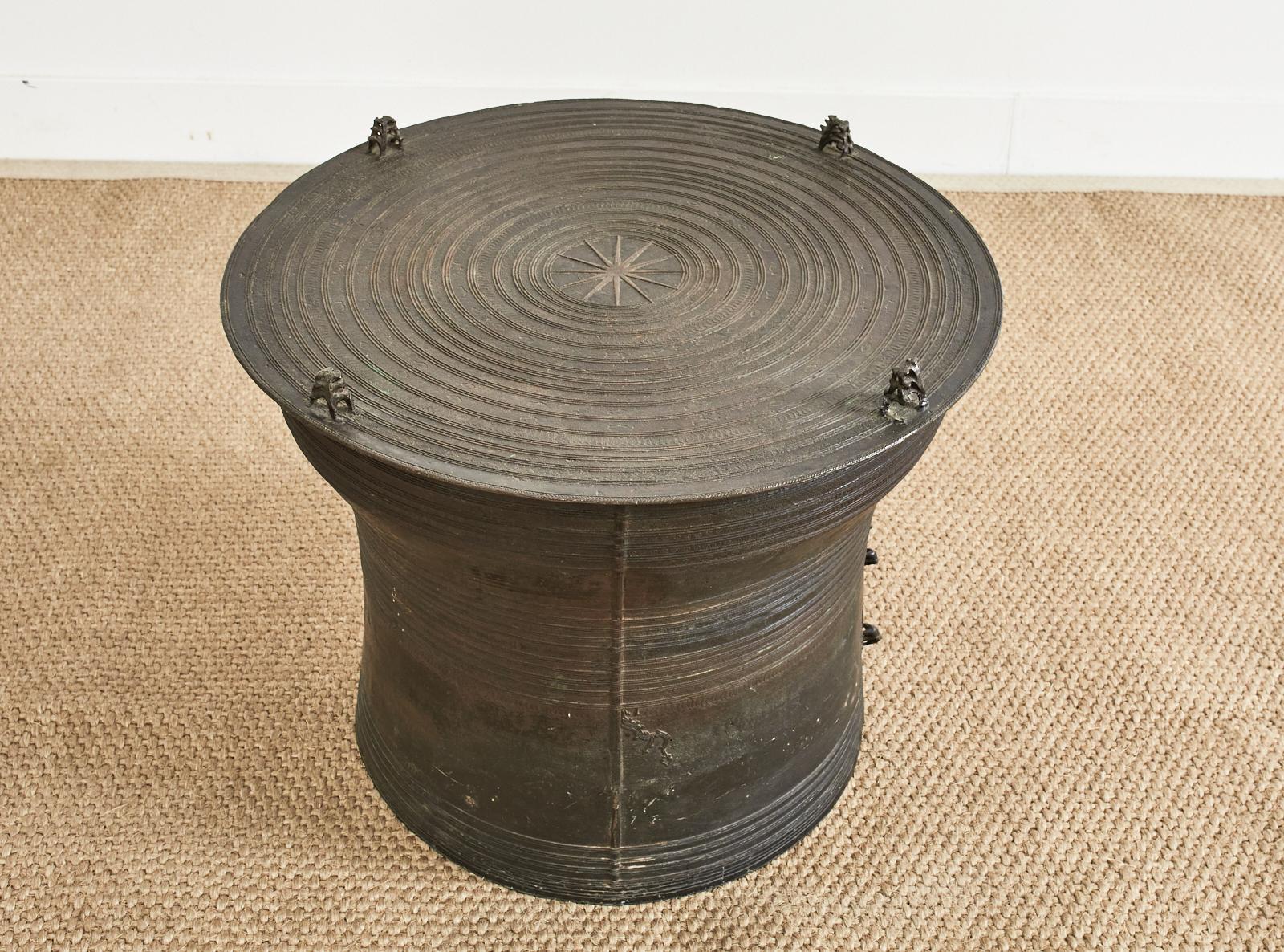 Tribal Southeast Asian Bronze Rain Drum or Drink Table