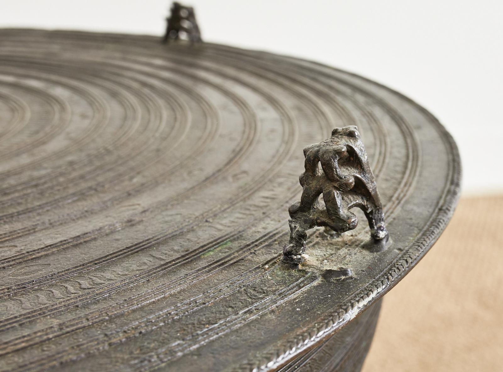 Southeast Asian Bronze Rain Drum or Drink Table In Distressed Condition In Rio Vista, CA