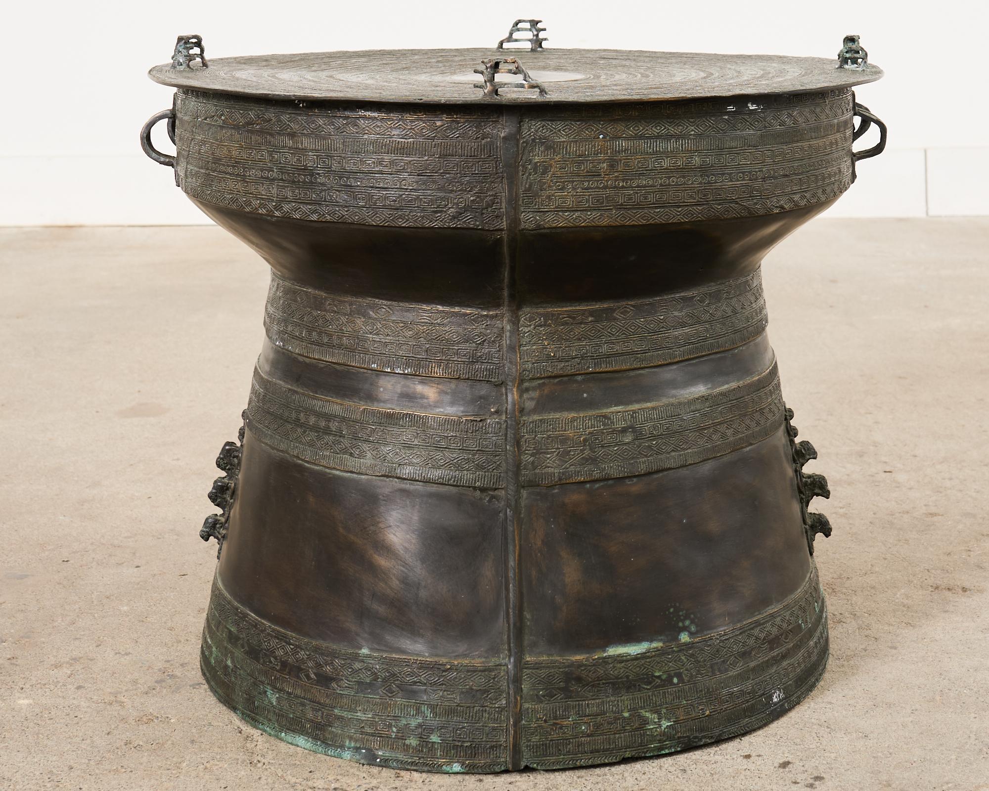 Southeast Asian Bronze Rain Drum or Drinks Table For Sale 3