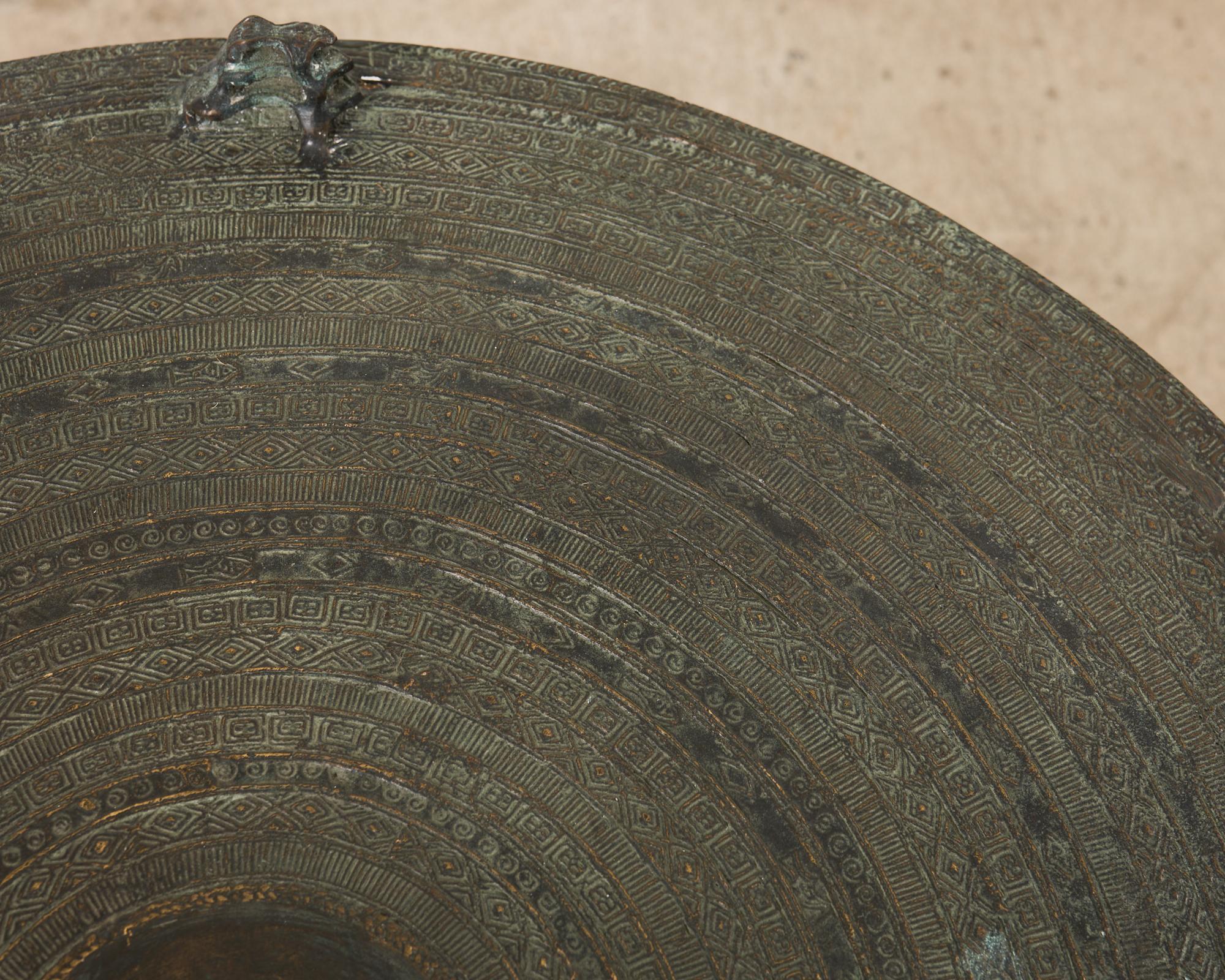 Southeast Asian Bronze Rain Drum or Drinks Table For Sale 5